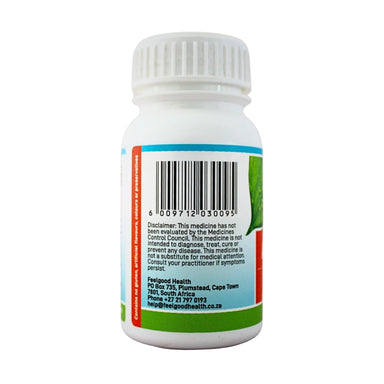 Feelgood Health AllergiClear bottle left view showing barcode and product information