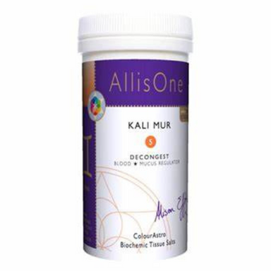 AllisOne Kali Mur Tissue Salts for respiratory health, mucous discharge, congestion, swollen glands