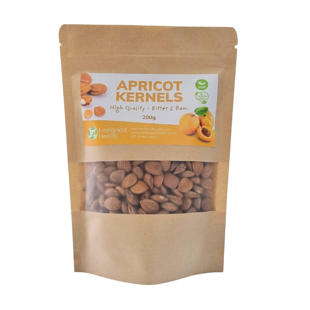 Feelgood Health Apricot Kernels 200g – Bitter and Raw, Vegan and Gluten-Free Snack in Eco-Friendly Packaging