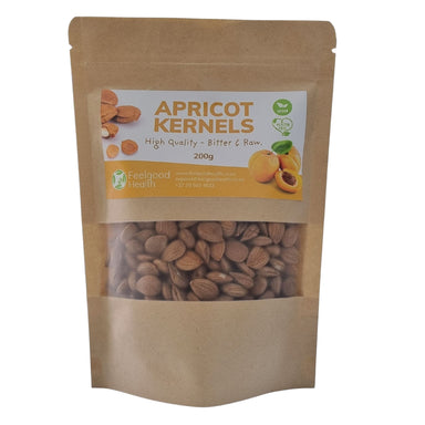 Feelgood Health Apricot Kernels 200g – Bitter and Raw, Vegan and Gluten-Free Snack in Eco-Friendly Packaging