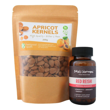 Natural Immunotherapy Combo of Apricot Kernels and Red Reishi Mushroom Supplements