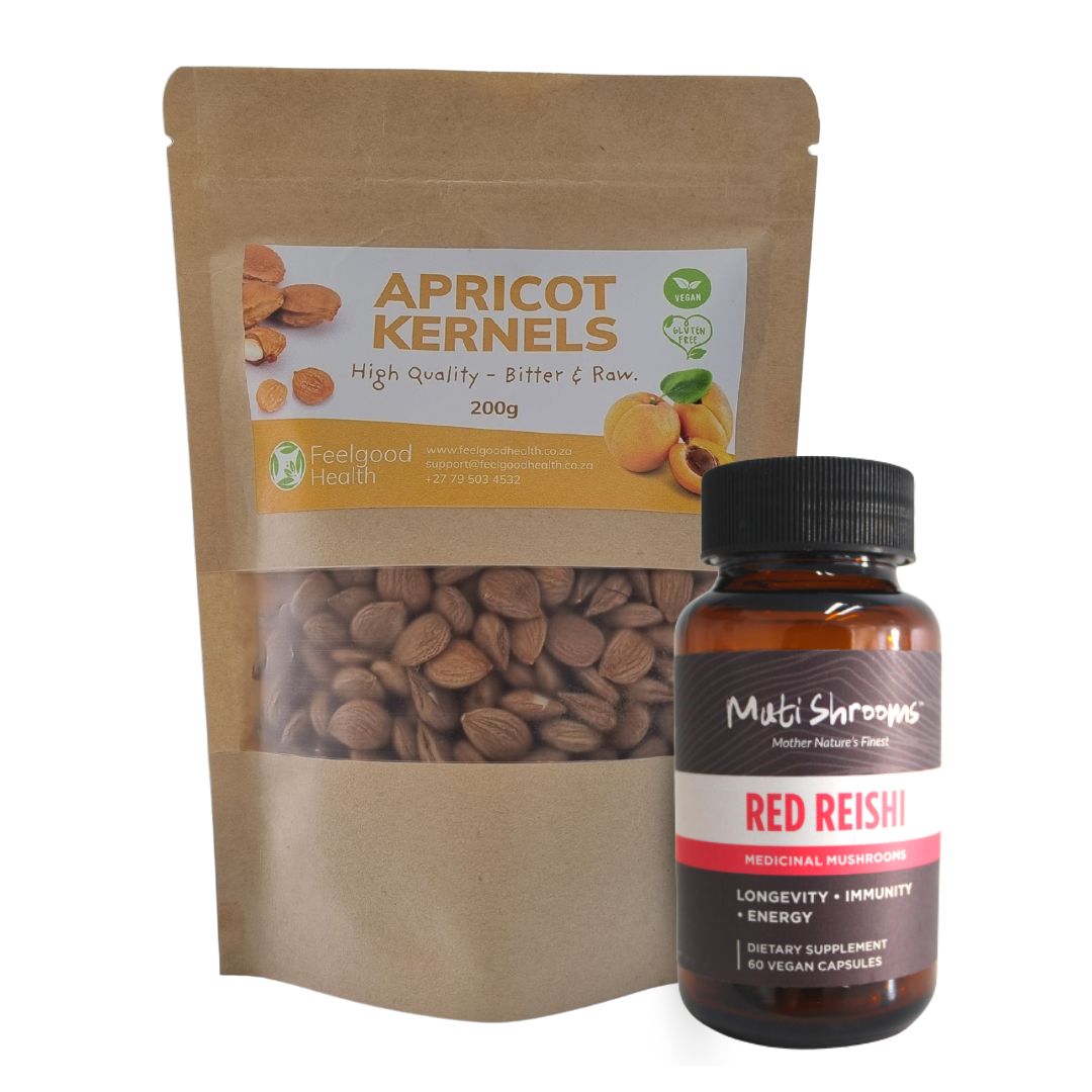 Natural Immunotherapy Combo of Apricot Kernels and Red Reishi Mushroom Supplements