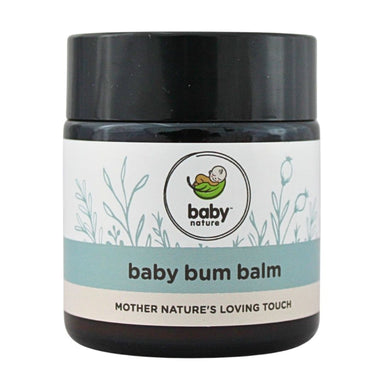 Baby Nature Baby Bum Balm, featuring the Baby Nature logo and the tagline “Mother Nature’s Loving Touch.”