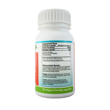 Feelgood Health BrainShine bottle showing the ingredients label with directions for use and supplement facts.