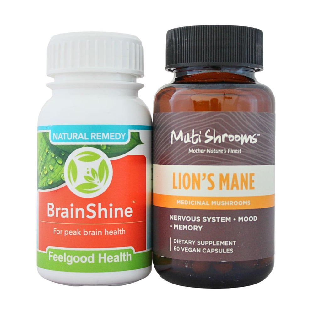 Adult ADHD combo pack improves concentration: BrainShine and Lion's Mane