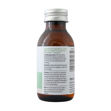 BabyNature Congestion Baby Oil formation, ingredients, directions, and safety instructions.