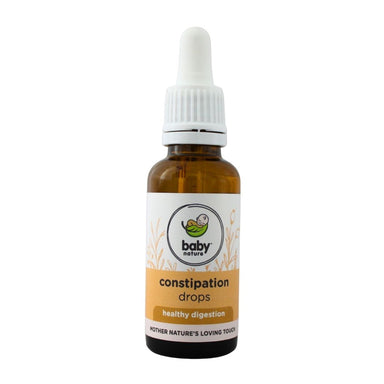 BabyNature Constipation Drops , featuring the Baby Nature logo and the tagline “Mother Nature’s Loving Touch.”