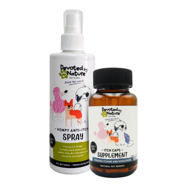 Pet Allergy Itchy Skin Combo with Itch Caps and Anti-Itch Spray
