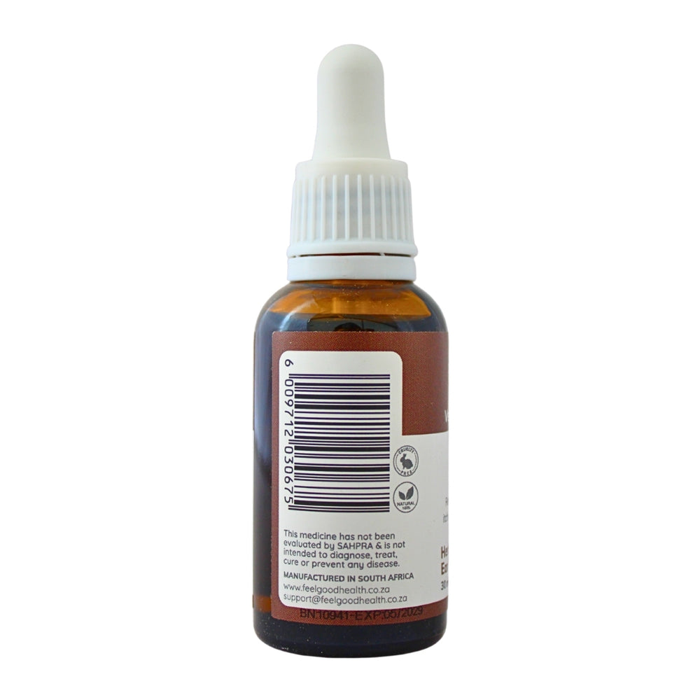 Feelgood Health Ear Dr. bottle left view showing barcode and product information