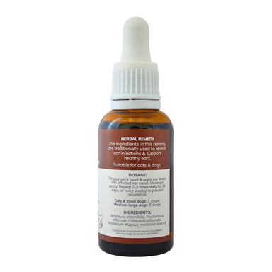 Feelgood Health Ear Dr. bottle showing the ingredients label with directions for use and supplement facts.