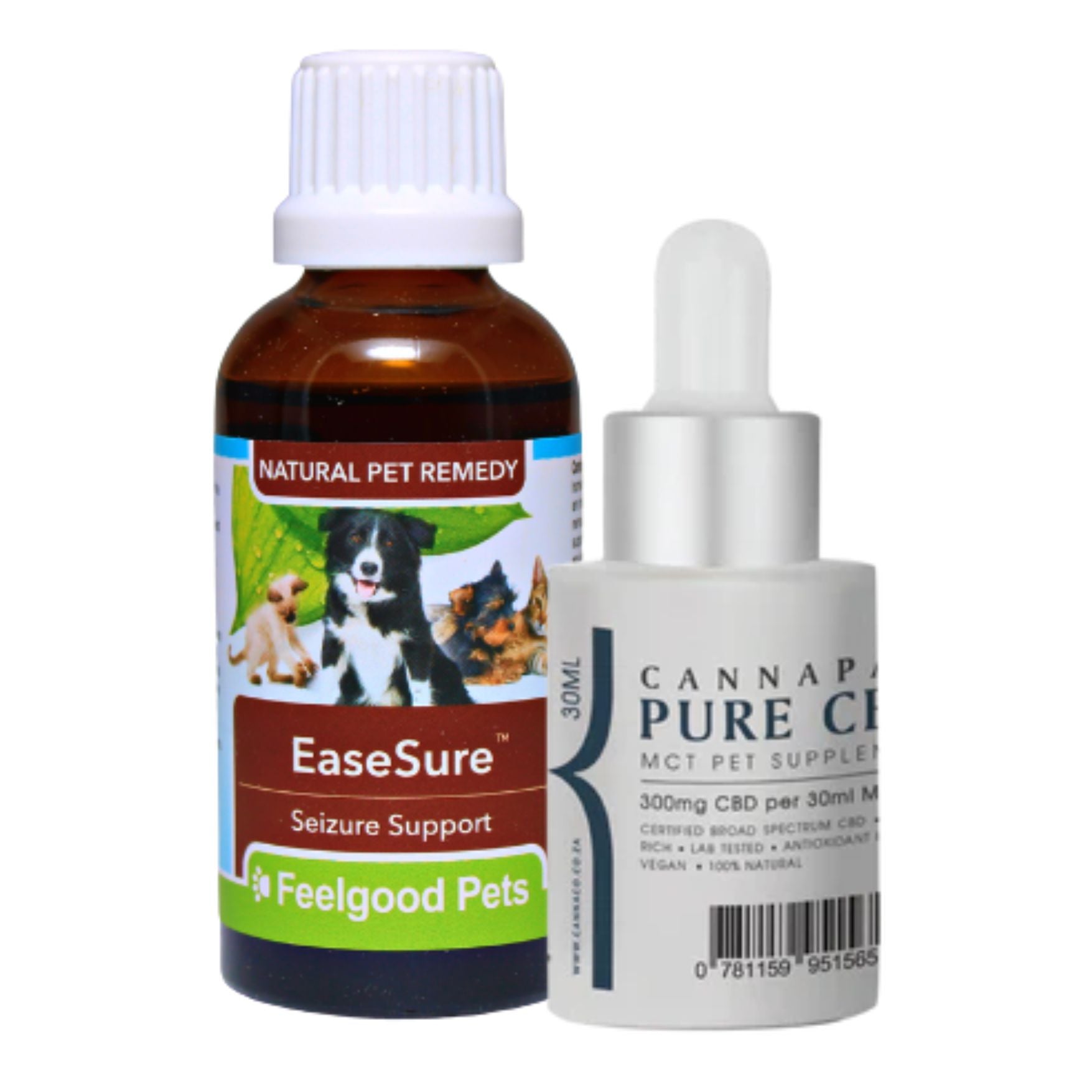 Pet Cannapaw Oil + EaseSure herbal homeopathic remedy for seizures and epilepsy