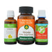 Three slimming and detox supplement bottles from Feelgood Health and Inala Health on a white background