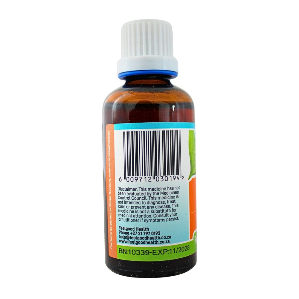Feelgood Health Endo-Ex 50ml bottle left view showing barcode and product information