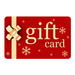 Red Feelgood Health gift card with gold bow and snowflakes on a white background