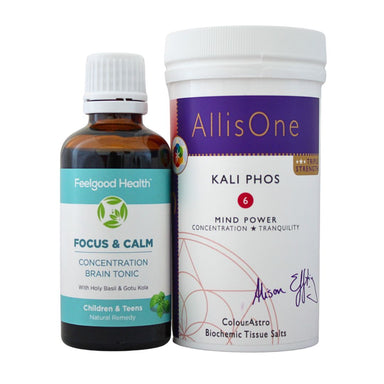 Feelgood Health ADHD Concentration Remedies for Children: Two health products, Focus & Calm and Kali Phos