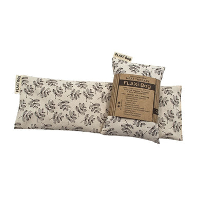 FLAXi Bag microwavable heat therapy bag with a floral pattern, filled with flaxseed and lavender for natural heat or cold therapy