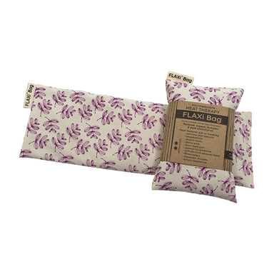 FLAXi Bag microwavable heat therapy bag with a floral pattern, filled with flaxseed and lavender for natural heat or cold therapy