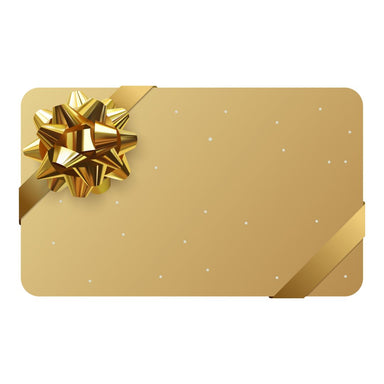 Gold gift card with a bow on a white background