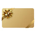 Gold gift card with a bow on a white background