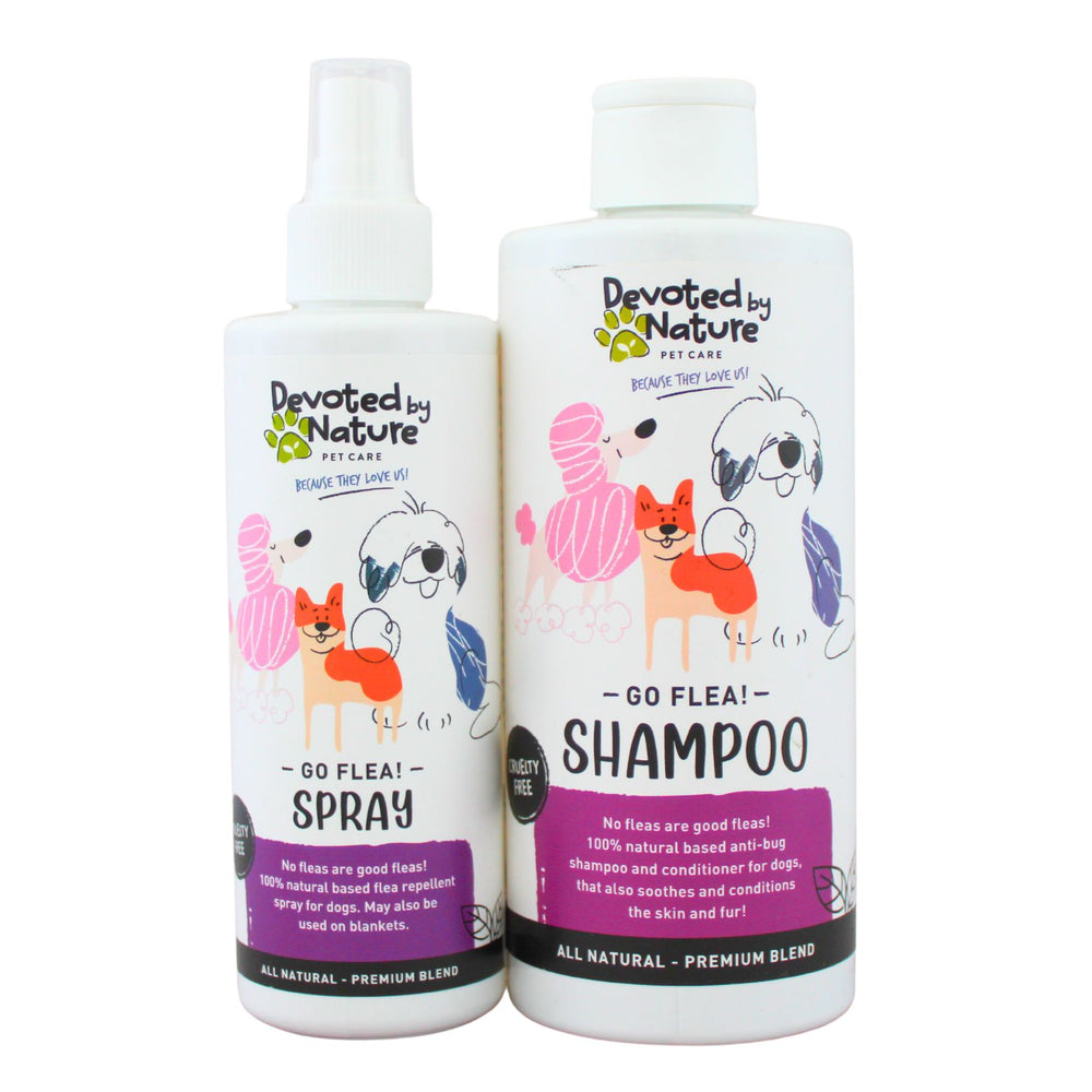 Natural Flea Wash and Spray Treatment for Dogs - Combo Pack