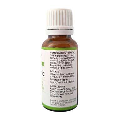Feelgood Health HaliTonic tablets bottle showing the ingredients label with directions for use and supplement facts.