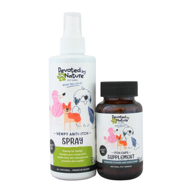 Pet Allergy Itchy Skin Combo with Itch Caps and Anti-Itch Spray