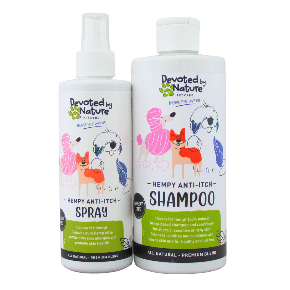 Hemp Anti Itch Wash Shampoo and Conditioner + Hemp Anti Itch Spray soothes and relieves itchy skin