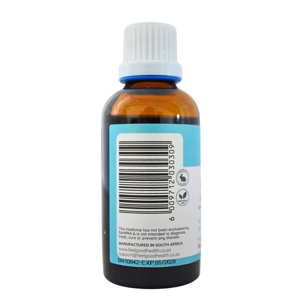 Feelgood Health JuniorSlim 50ml bottle left view showing barcode and product information
