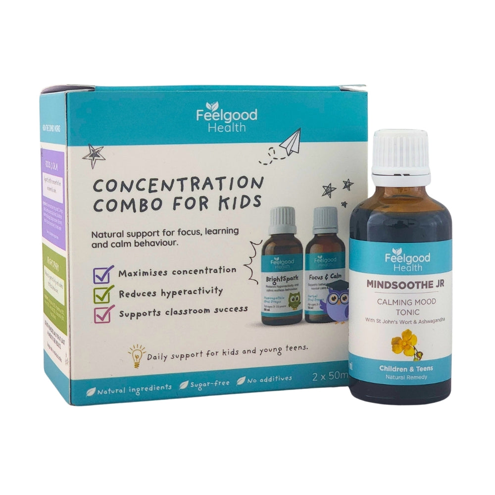 Natural Children Remedies For ADHD Concentration & Mood - BrightSpark Focus MindSoothe - Herbal Brain Boosters