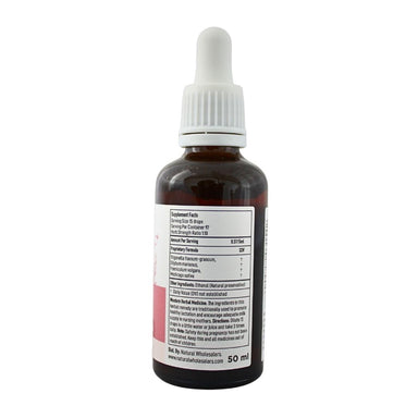 BabyNature Lactation Drops Bottle showing ingredients, directions, and claims that it contains no artificial ingredients and is safe for babies.
