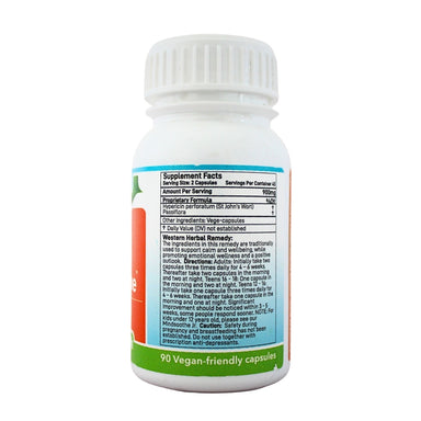 Feelgood Health MindSoothe bottle showing the ingredients label with directions for use and supplement facts.