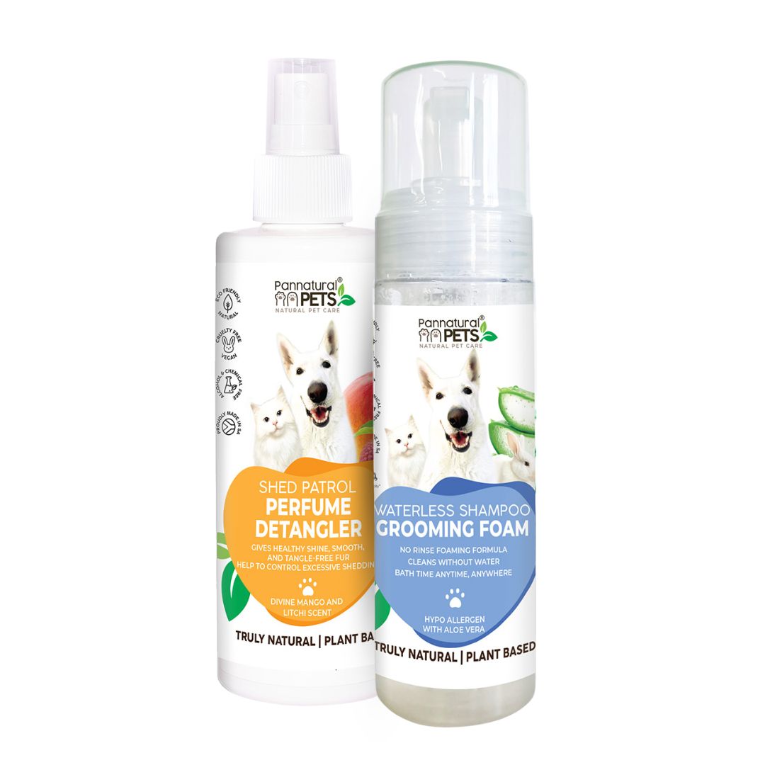 Combo: Pump It Up! Waterless Pet Shampoo + Shed Patrol Mango Don't Get Tangled Pet Spray (SAVE 10%)