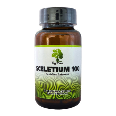Big Tree Sceletium natural mood and stress support capsules in amber glass bottle