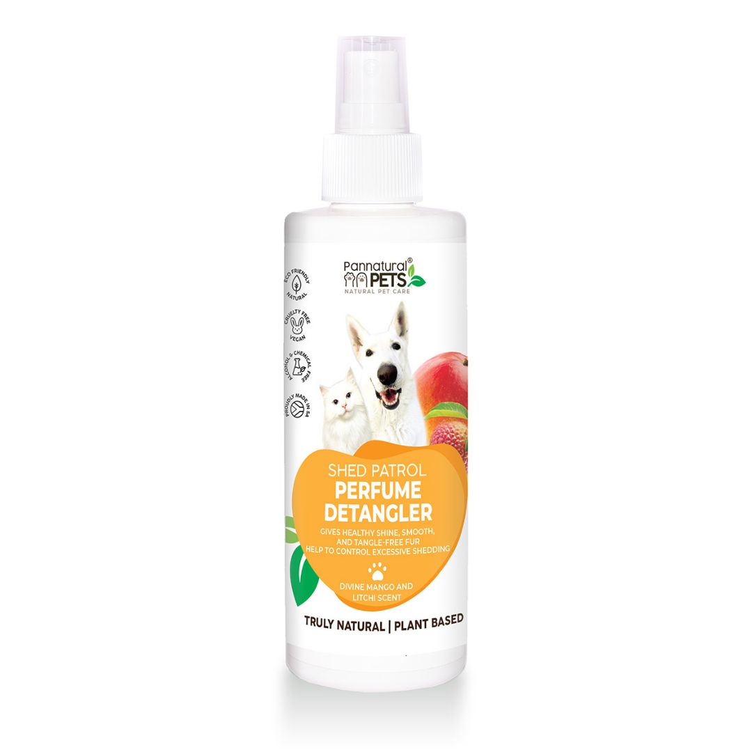 Shed Patrol Mango Don't Get Tangled Spray (250ml) from Natura Pet detangles knots from your pet’s fur and enriches with botanicals for smoothness and shine