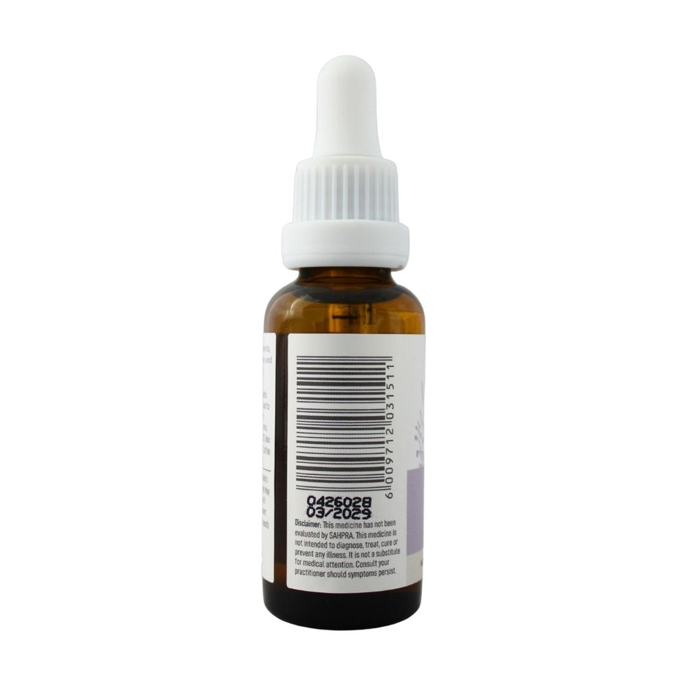BabyNature Sleep Drops label, showing the barcode and distributor information.