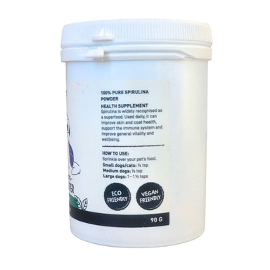 Sipulina 90g bottle showing the ingredients label with directions for use and supplement facts.