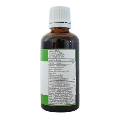Feelgood Health UTI-Clear herbal tincture 50ml bottle showing the ingredients label with directions for use and supplement facts.