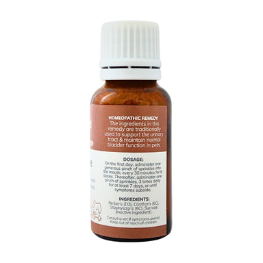Feelgood Health UTI-Free bottle showing the ingredients label with directions for use and supplement facts.