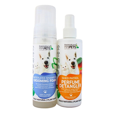 Combo: Pump It Up! Waterless Pet Shampoo + Shed Patrol Mango Don't Get Tangled Pet Spray (SAVE 10%)