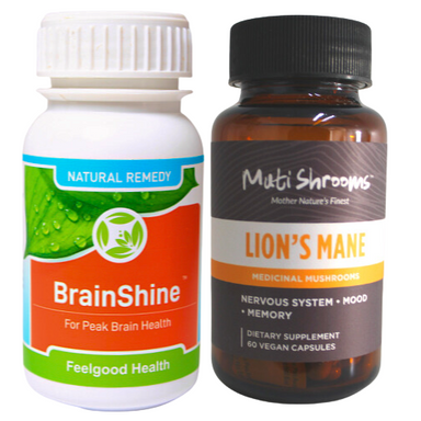 Adult ADHD combo pack improves concentration: BrainShine and Lion's Mane