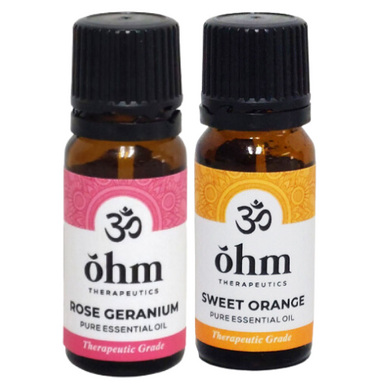 OHM combo - Rose Geranium + Sweet Orange Essential Oils (10ml)