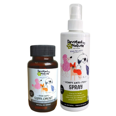 Pet Allergy Itchy Skin Combo with Itch Caps and Anti-Itch Spray