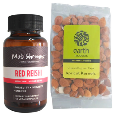 Natural Immunotherapy Combo of Apricot Kernels and Red Reishi Mushroom Supplements