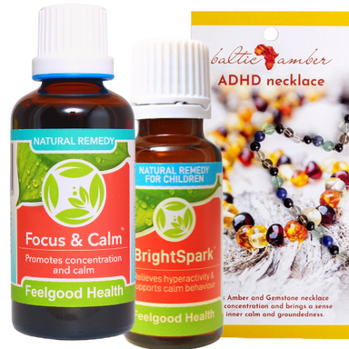 ADHD Combo Pack: Focus & Calm + BrightSpark + ADHD Baltic Amber Necklace (SAVE 20%)