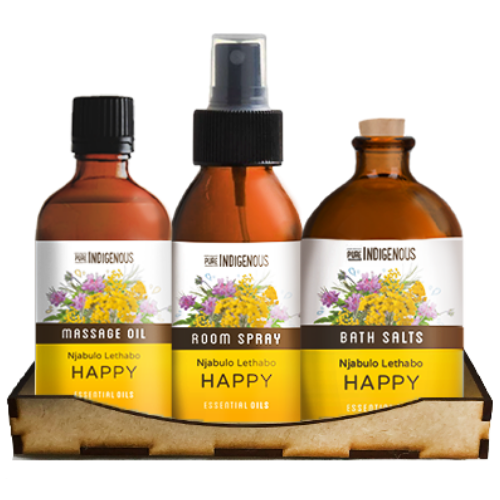 Happy Gift Set: Massage Oil + Room Spray + Bath Salts