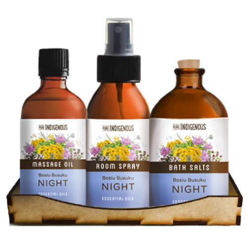 Night Gift Set: Massage Oil + Room Spray + Bath Salts
