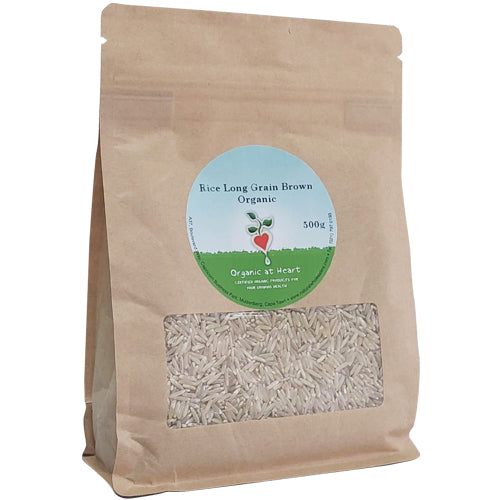 Organic At Heart 100% Organic Long Grain Brown Rice (500g) is gluten-free, Low-GI and GMO-free