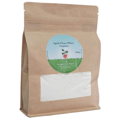 Organic At Heart 100% Organic White Spelt Flour (500g) is Low-GI and GMO-free for use in home baking
