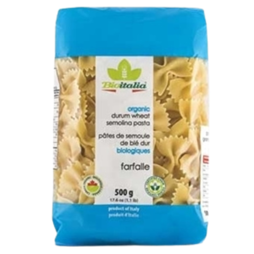 Bio Italia Organic Farfalle Pasta (500g) is made from organic durum wheat, egg-free suitable for vegans