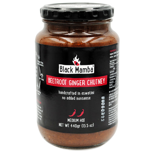 Black Mamba Beetroot Ginger Chutney combines earthy tones of beetroot with a fresh hint of ginger and the zing of chillies and spices!